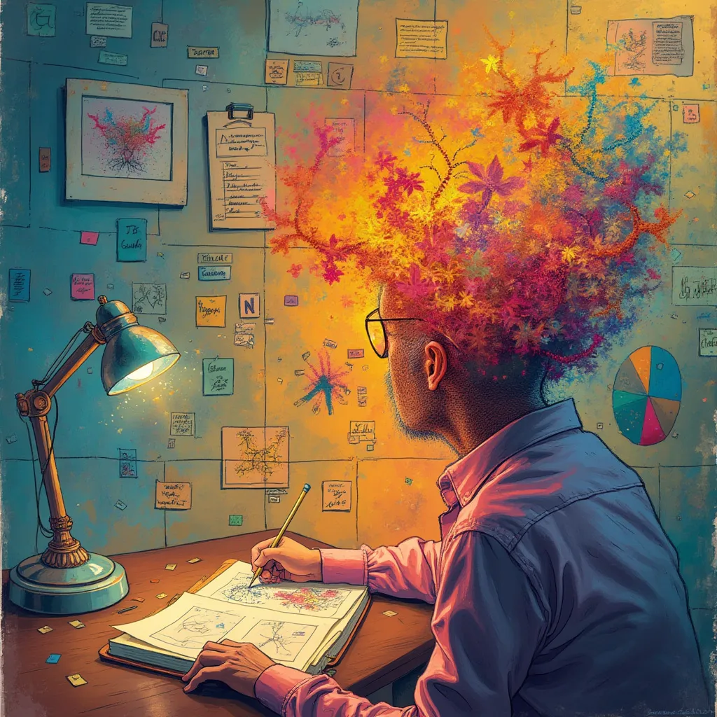 Výzkum psaní, ilustrativní schéma, biomorfní design
